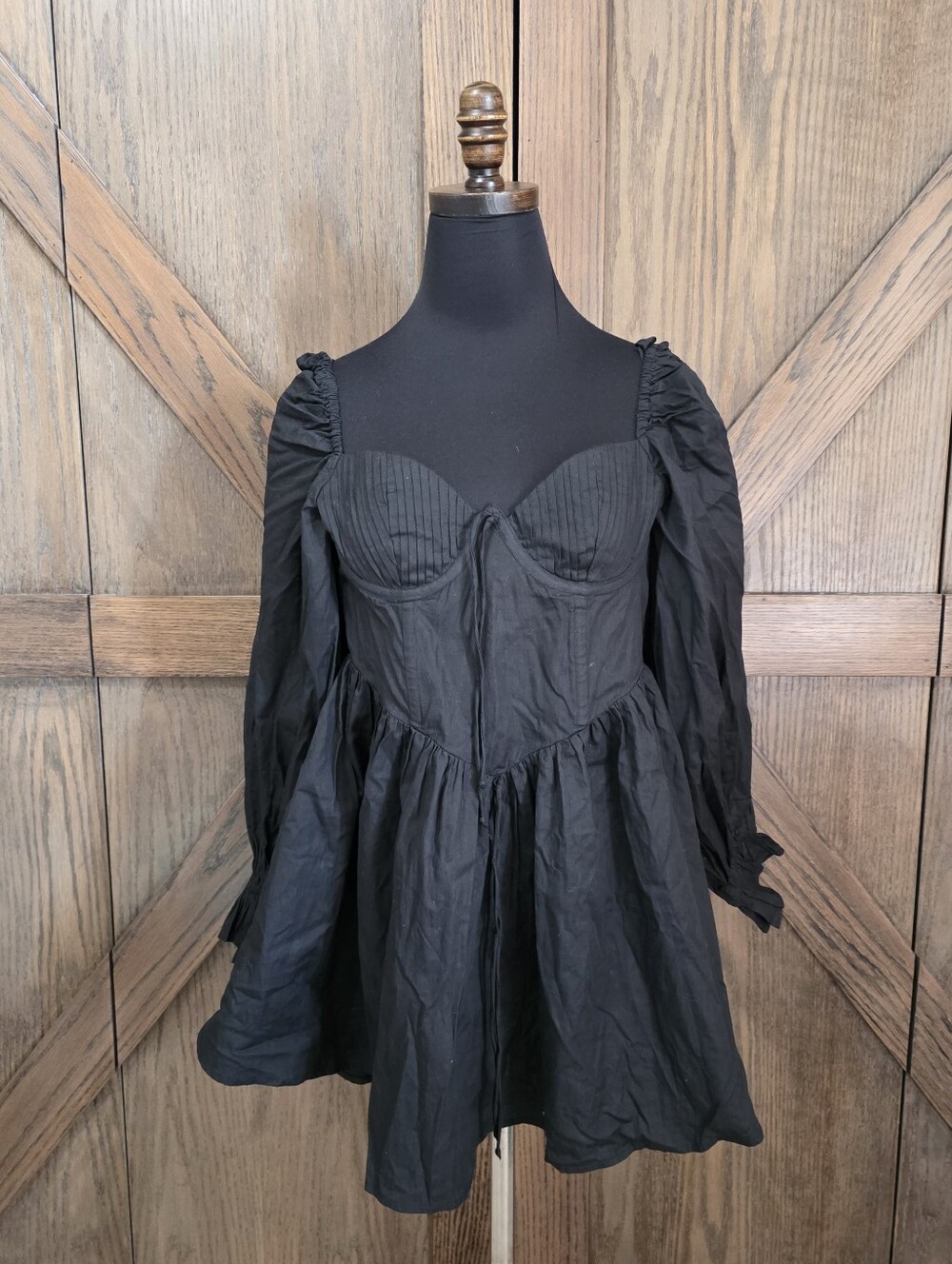 For Love And Lemons Black Mini Babydoll Dress with Sweetheart Bust